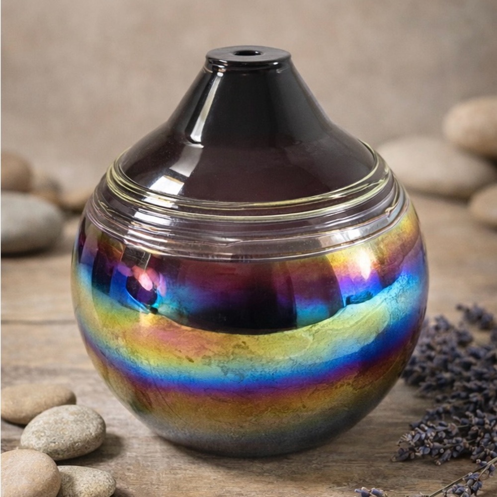 California Glass Studio Iridescent Art Glass Potpourri Oil Diffuser Jar Vase 5”